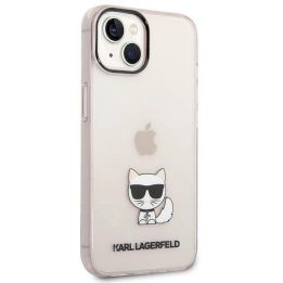 Karl Lagerfeld permatomas Choupette dėklas iPhone 14 Plus / 15 Plus (6.7 ) – rožinis