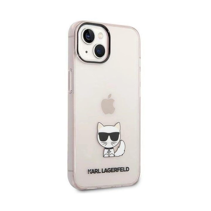 Karl Lagerfeld permatomas Choupette dėklas iPhone 14 Plus / 15 Plus (6.7 ) – rožinis