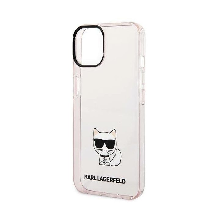 Karl Lagerfeld permatomas Choupette dėklas iPhone 14 Plus / 15 Plus (6.7 ) – rožinis