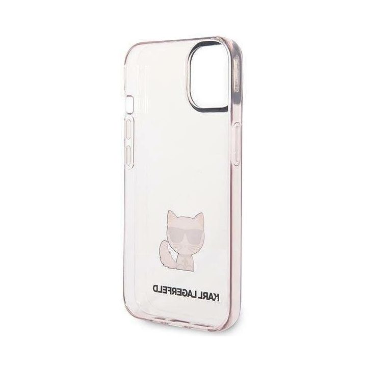 Karl Lagerfeld permatomas Choupette dėklas iPhone 14 Plus / 15 Plus (6.7 ) – rožinis
