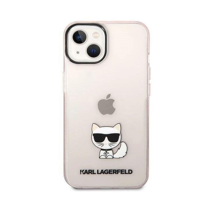 Karl Lagerfeld permatomas Choupette dėklas iPhone 14 Plus / 15 Plus (6.7 ) – rožinis
