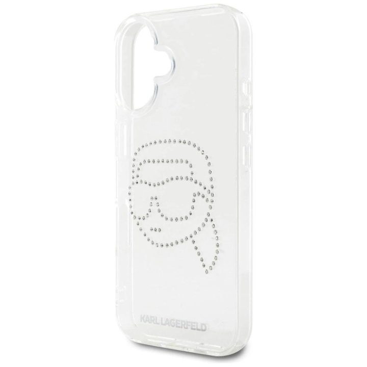 Karl Lagerfeld permatomas iPhone 16 dėklas su kristalais