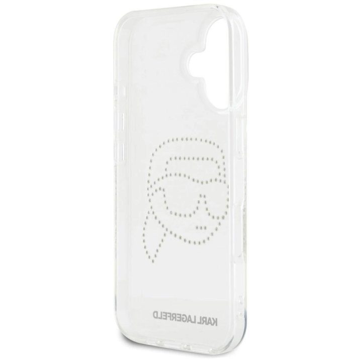 Karl Lagerfeld permatomas iPhone 16 dėklas su kristalais