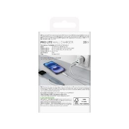 Puro PROLITE 25W sieninis įkroviklis (USB-A / USB-C) + 1,2 m USB-C – USB-C laidas, baltas