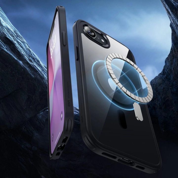 Skaidrus juodas ESR Classic Hybrid HaloLock MagSafe dėklas iPhone 16
