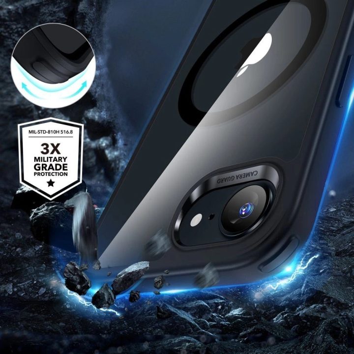 Skaidrus juodas ESR Classic Hybrid HaloLock MagSafe dėklas iPhone 16