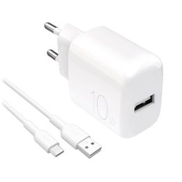 Puro PROLITE 10W sieninis USB įkroviklis + USB-A į USB-C laidas 1,2 m – baltas