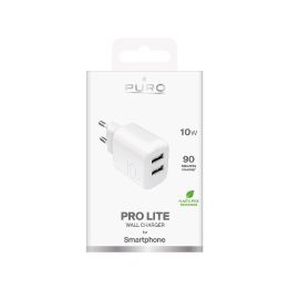 Puro PROLITE 10W sieninis įkroviklis, 2x USB-A, baltas