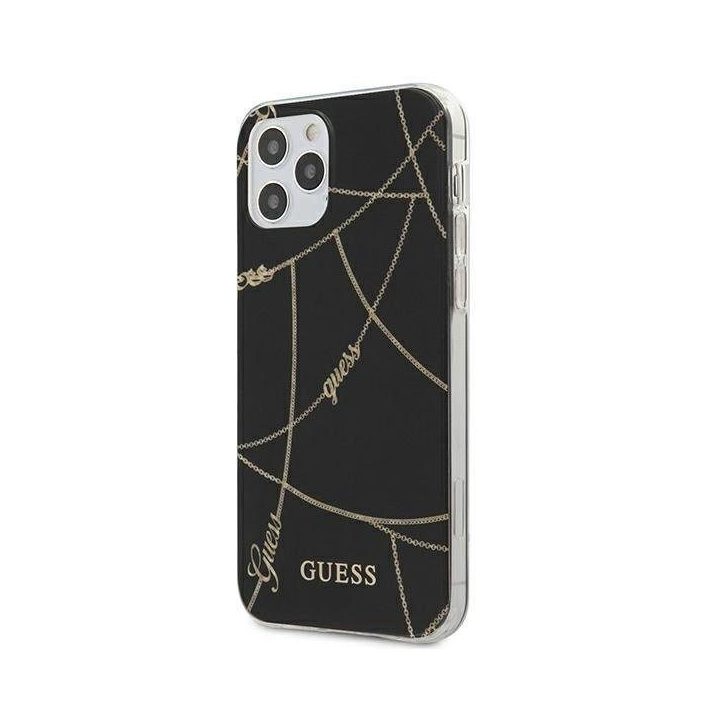 Guess auksinės grandinėlės kolekcijos dėklas iPhone 12 Pro Max 6.7 – juodas