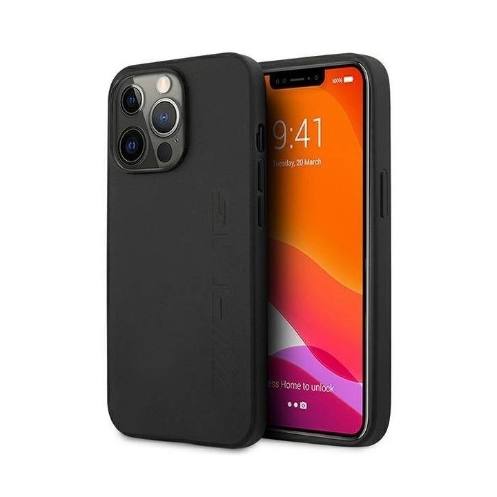 AMG juoda odinė dėklas iPhone 13 Pro / 13 (6.1 ) – prabangus ir patvarus