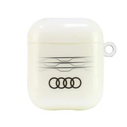 Audi geometrinio rašto dėklas AirPods 1/2 – baltas