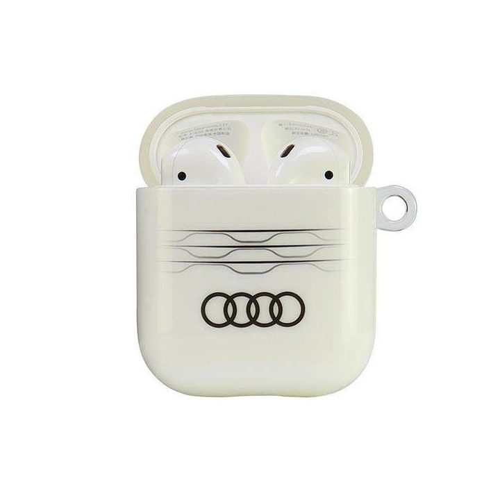 Audi geometrinio rašto dėklas AirPods 1/2 – baltas