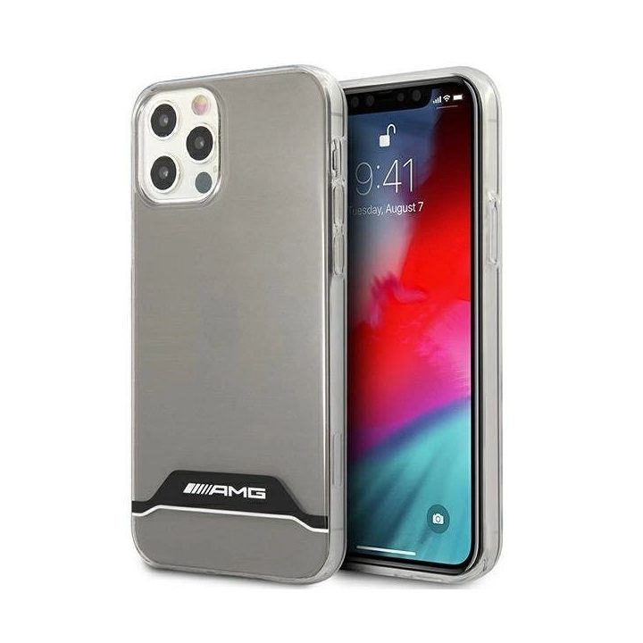AMG juodas ir baltas elektroplokštės dėklas iPhone 12 / 12 Pro – skaidrus