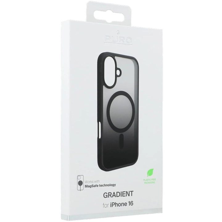 Puro Gradient“ TPU dėklas su MagSafe“ ir perėjimą imituojančiu efektu, skirtas iPhone 16E“, juodas.