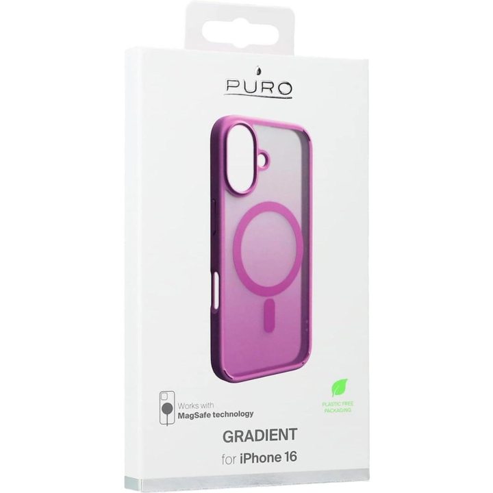 Puro skaidrus gradientinis dėklas su MagSafe, skirtas iPhone 16E, rožinis.