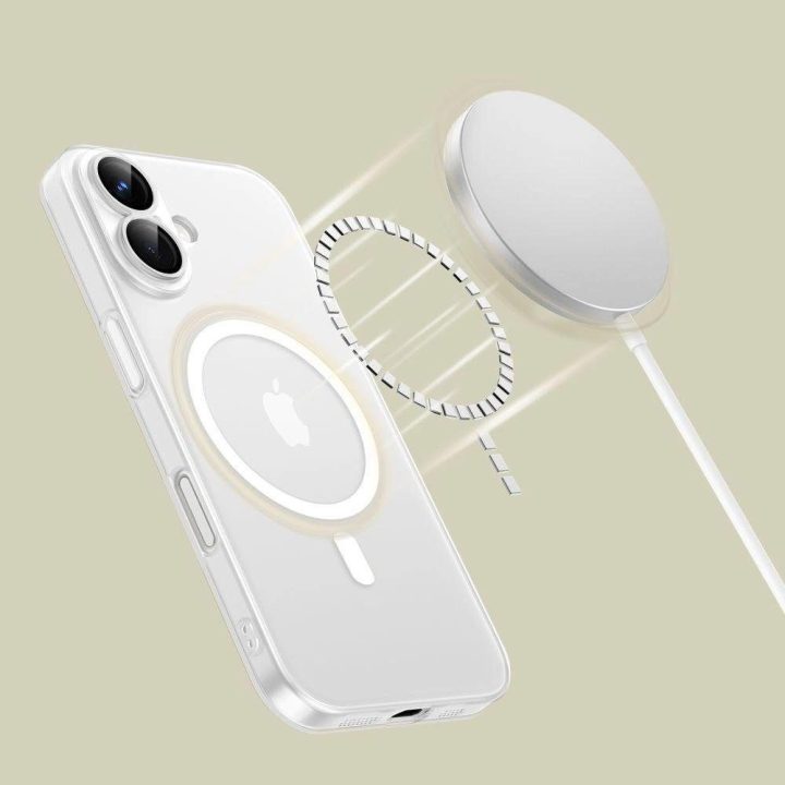 MagSlim matinio efekto dėklas, skirtas iPhone 16, su MagSafe technologija.