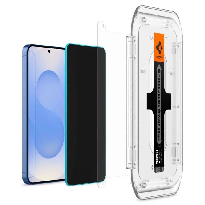 Spigen Glas.tR Ez Fit“ privatumo apsauginis grūdintas stiklas, 2 vnt., skirtas Samsung Galaxy S24 / S25 telefonams.