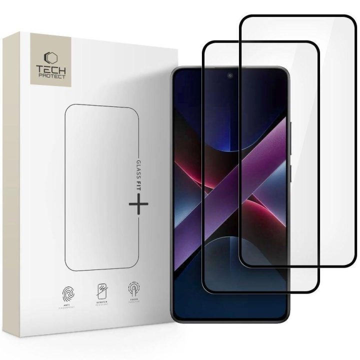 Glass Fit+“ grūdinto stiklo apsauga Xiaomi Poco X7 5G telefonui (2 vnt., juoda)