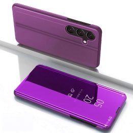 Skaidrus dėklas su atvartu Samsung Galaxy S25 telefonui - rožinis