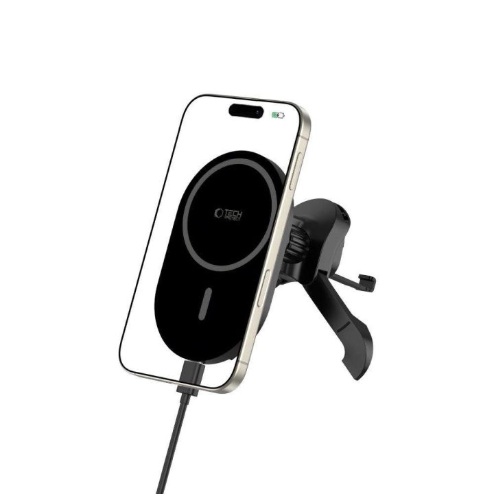 magnetinis MagSafe automobilinis telefono laikiklis, skirtas ventiliacijos grotelėms – juodas.