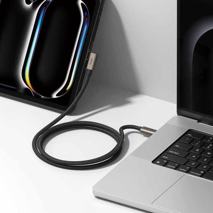 Ringke“ 3.2 kartos 2x2 USB-C, PD 3.1 240 W 2 m kampinis laidas – juodas