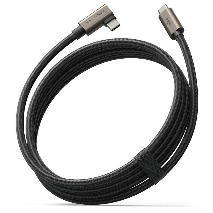 Ringke“ 3.2 kartos 2x2 USB-C, PD 3.1 240 W 2 m kampinis laidas – juodas