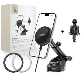 MM15W Magnetinis MagSafe 15 W automobilinis laikiklis prietaisų skydeliui / priekiniam stiklui / ventiliacijos angoms – juodas