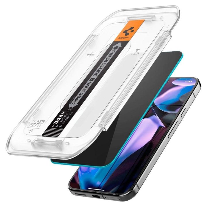 Spigen Glas.tR Ez Fit“ privatumo apsauginis grūdintas stiklas Google Pixel 9 / 9 Pro“ telefonams (2 vnt.)