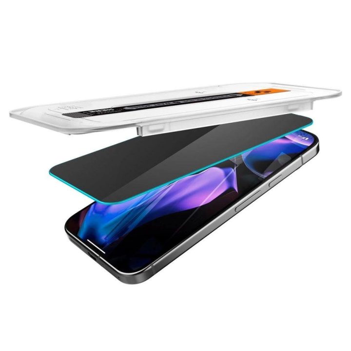 Spigen Glas.tR Ez Fit“ privatumo apsauginis grūdintas stiklas Google Pixel 9 / 9 Pro“ telefonams (2 vnt.)