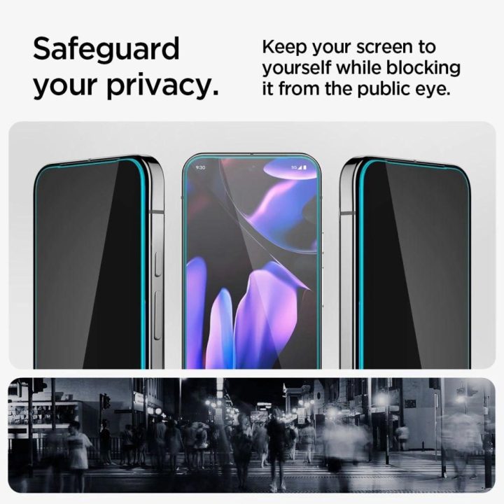 Spigen Glas.tR Ez Fit“ privatumo apsauginis grūdintas stiklas Google Pixel 9 / 9 Pro“ telefonams (2 vnt.)
