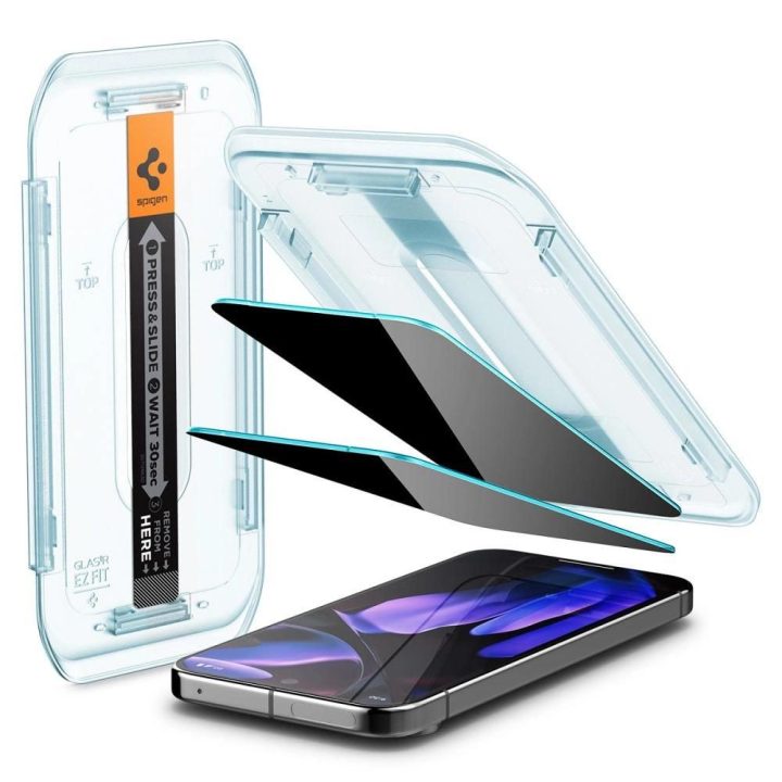 Spigen Glas.tR Ez Fit“ privatumo apsauginis grūdintas stiklas Google Pixel 9 / 9 Pro“ telefonams (2 vnt.)