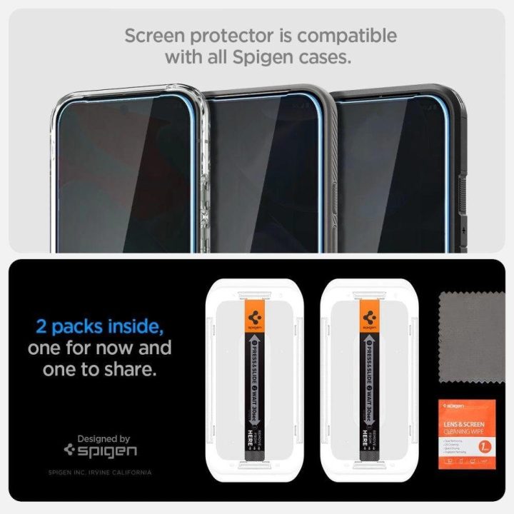Spigen Glas.tR Ez Fit“ privatumo apsauginis grūdintas stiklas Google Pixel 9 / 9 Pro“ telefonams (2 vnt.)