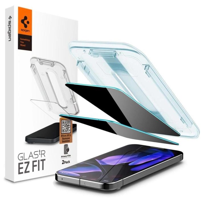 Spigen Glas.tR Ez Fit“ privatumo apsauginis grūdintas stiklas Google Pixel 9 / 9 Pro“ telefonams (2 vnt.)