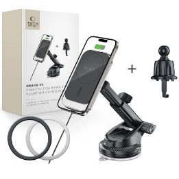 MM15W automobilinis laikiklis su MagSafe, skirtas prietaisų skydeliui ir ventiliacijos angai, 15 W - juodos spalvos.