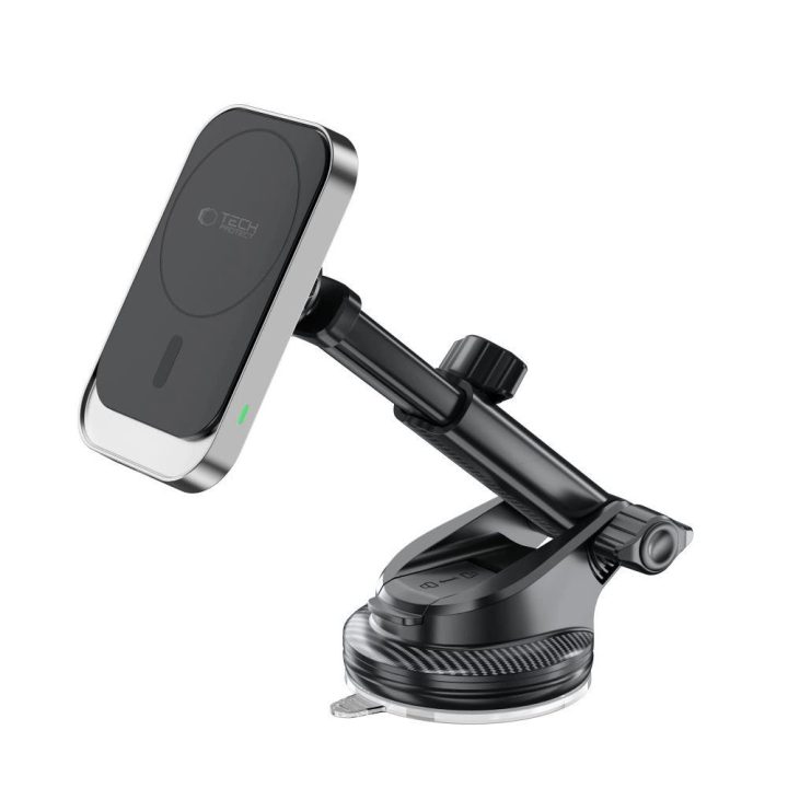 MM15W automobilinis laikiklis su MagSafe, skirtas prietaisų skydeliui ir ventiliacijos angai, 15 W - juodos spalvos.