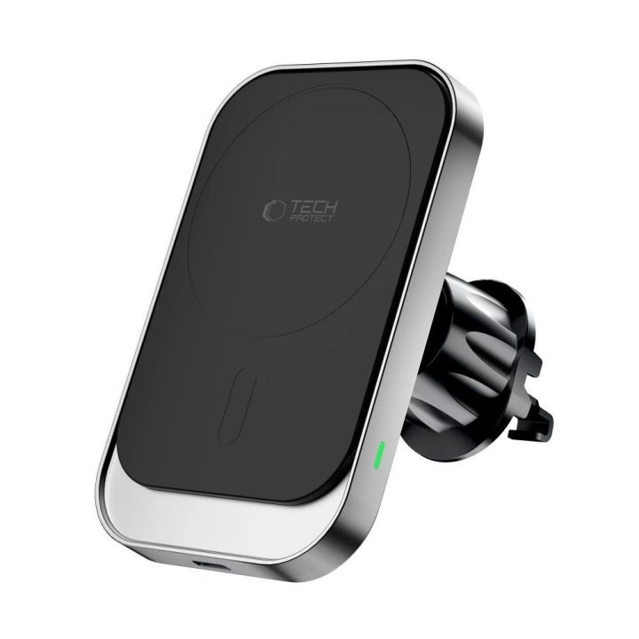 MM15W automobilinis laikiklis su MagSafe, skirtas prietaisų skydeliui ir ventiliacijos angai, 15 W - juodos spalvos.