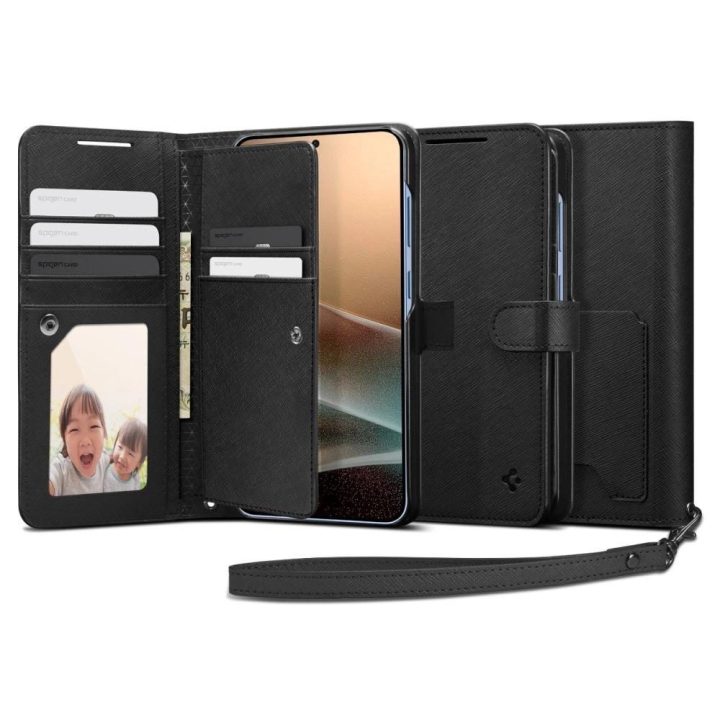 Spigen“ piniginė dėklas, skirtas Samsung Galaxy S25+“ – juodas