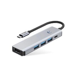 “ 5in1 USB-C adapteris su USB 3.0, HDMI 4K 60Hz ir 100 W PD jungtimis – pilkas