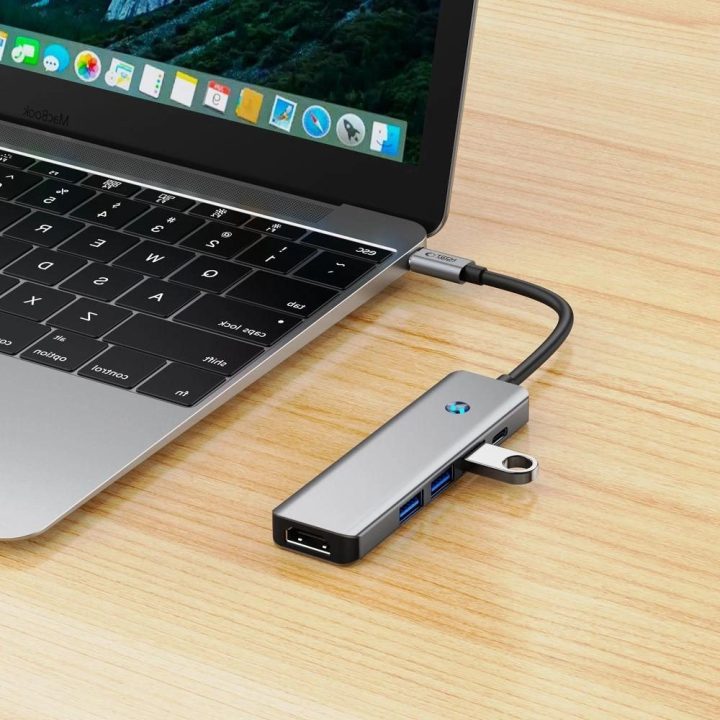 “ 5in1 USB-C adapteris su USB 3.0, HDMI 4K 60Hz ir 100 W PD jungtimis – pilkas