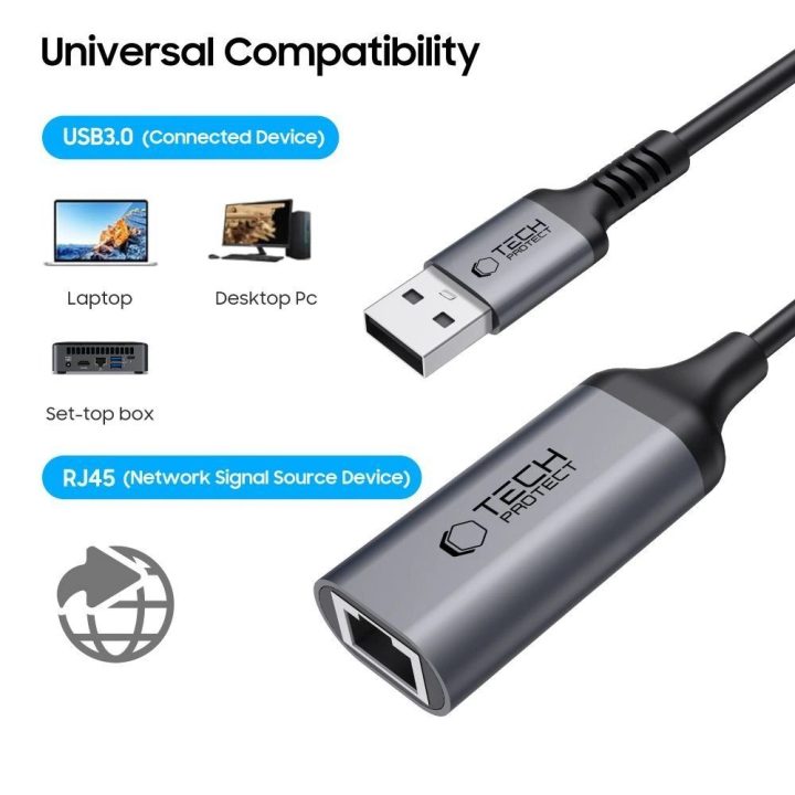UltraBoost“ USB-A 3.0 į Ethernet RJ45 1000 Mbps adapteris (juodas)