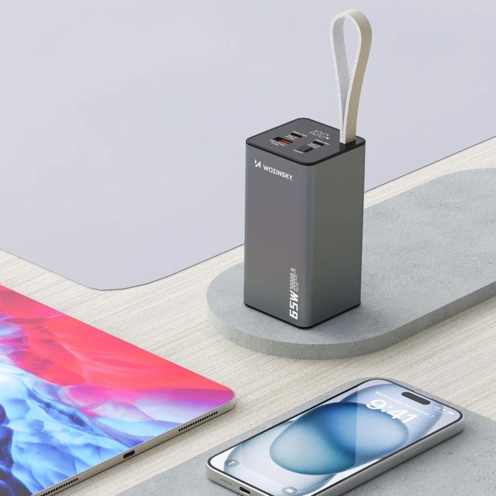 Išorinė baterija K65+ 30000mAh, 65W, 2x USB-C, 1x USB-A, juoda