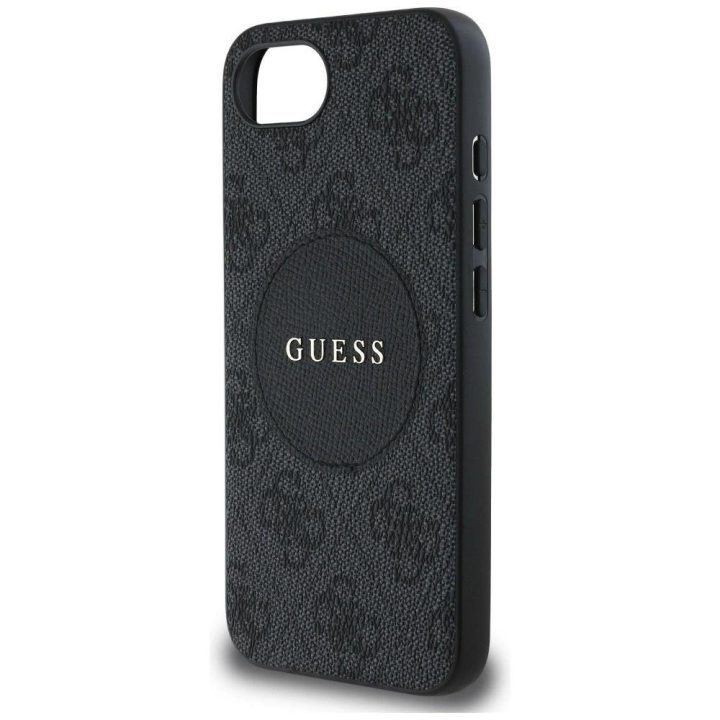 4G apsauginis MagSafe dėklas Guess Circle Classic“ iPhone 16e – juodas