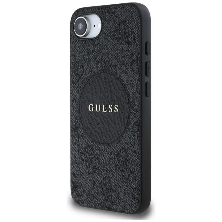4G apsauginis MagSafe dėklas Guess Circle Classic“ iPhone 16e – juodas