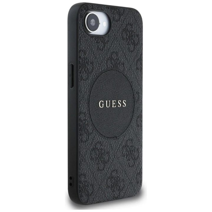 4G apsauginis MagSafe dėklas Guess Circle Classic“ iPhone 16e – juodas