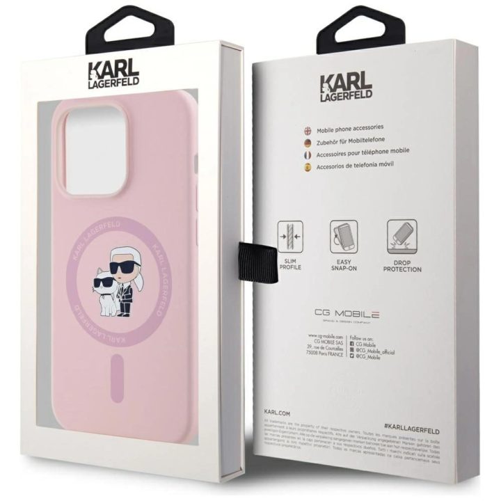 Karl Lagerfeld silikoninis MagSafe dėklas iPhone 14 Pro Max – rožinis