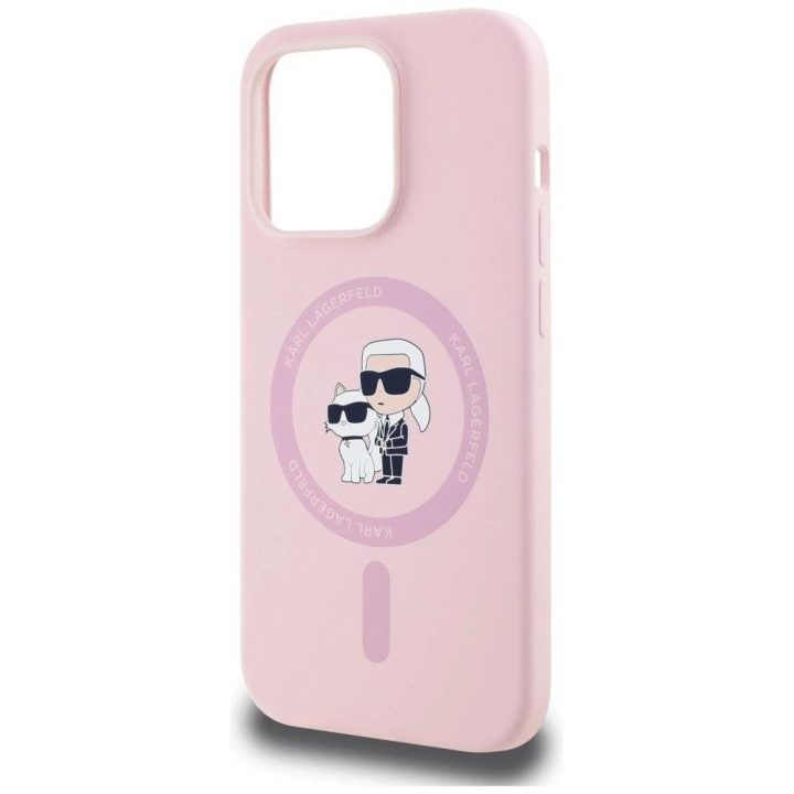 Karl Lagerfeld silikoninis MagSafe dėklas iPhone 14 Pro Max – rožinis
