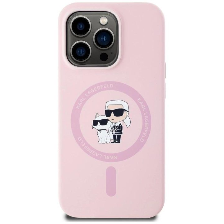 Karl Lagerfeld silikoninis MagSafe dėklas iPhone 14 Pro Max – rožinis