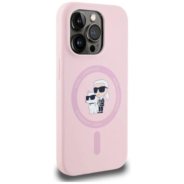 Karl Lagerfeld silikoninis MagSafe dėklas iPhone 14 Pro Max – rožinis