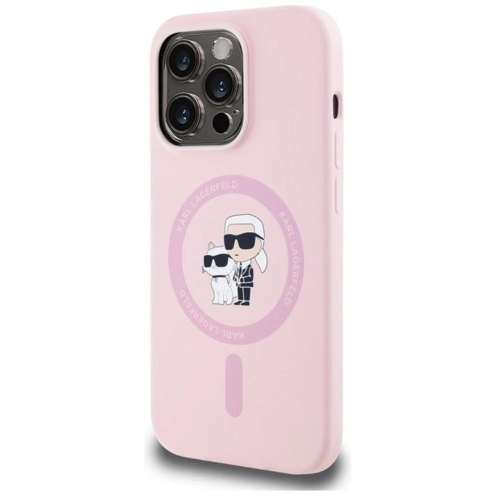 Karl Lagerfeld silikoninis MagSafe dėklas iPhone 14 Pro Max – rožinis