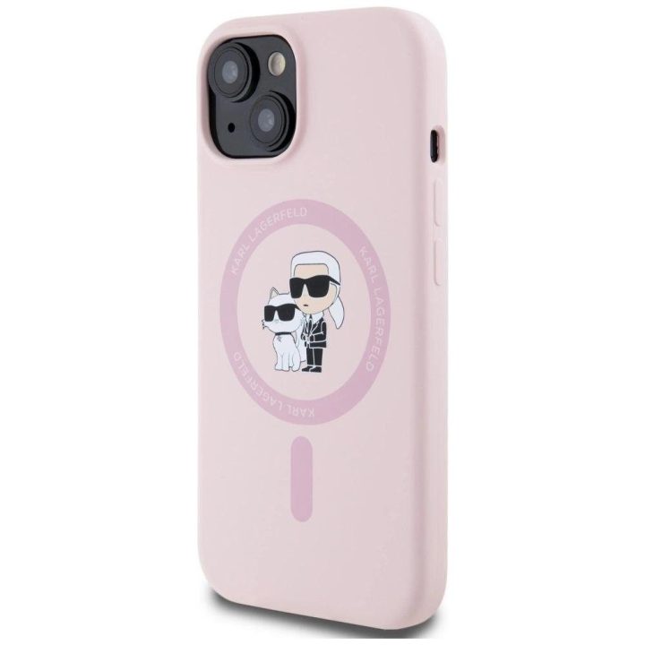 Karl Lagerfeld silikoninis dėklas MagSafe iPhone 15, rožinis